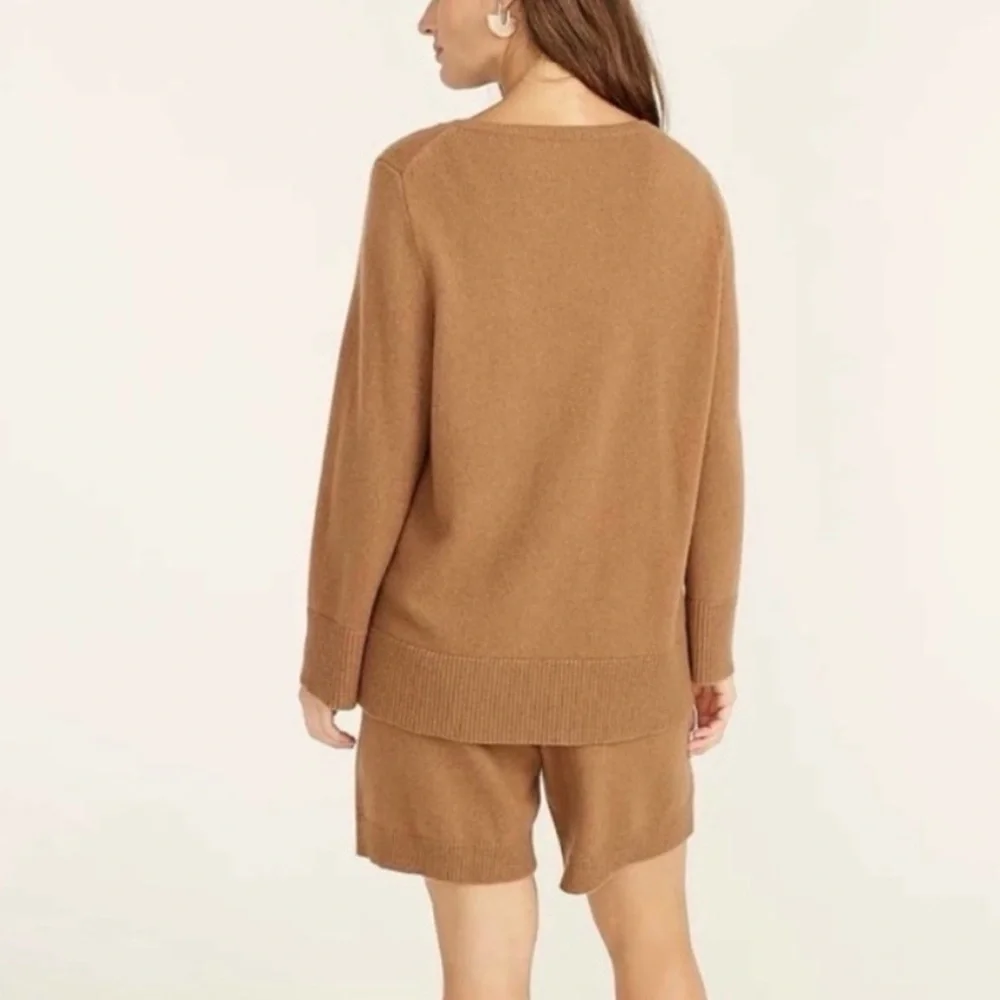 J.Crew Wool Cashmere Blend Oversized Crewneck Sweater Camel Size S Soft Knit